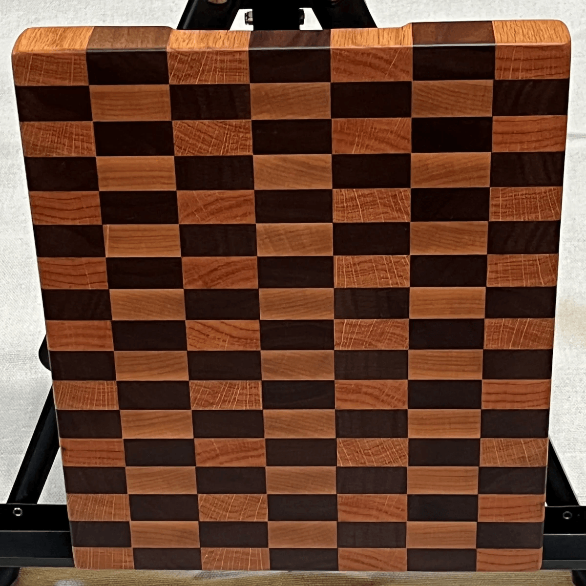 Checkerboard Style End Grain Cutting Board with Handles Backwoods