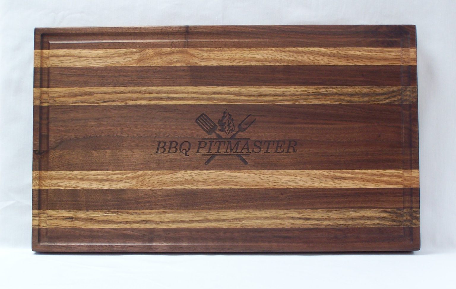 Solid Walnut and White Oak Engraved Reversable Brisket Board