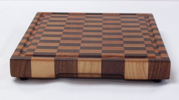 Checkerboard Style End Grain Cutting Board with Handles and Juice Groove - Image 3