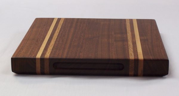 Quad Stripe Walnut Cutting Board with Handles - Image 3