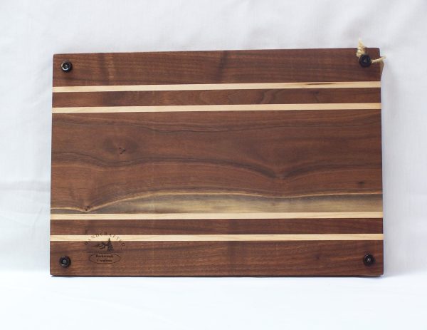 Quad Stripe Walnut and Hard Maple Cutting Board with Juice Groove and Rubber Feet - Image 2