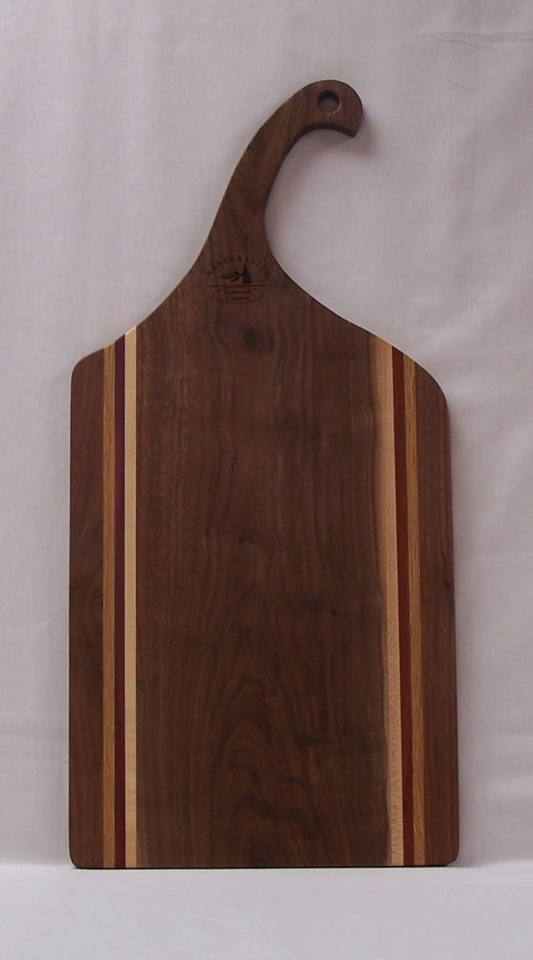Large Charcuterie Board - Walnut with Hard Maple, Oak and African Padauk Stripes