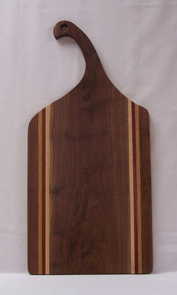 Large Charcuterie Board - Walnut with Hard Maple, Oak and African Padauk Stripes - Image 2