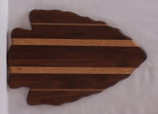 Arrowhead Charcuterie Board - Walnut with Thick Red Oak Stripes In Center