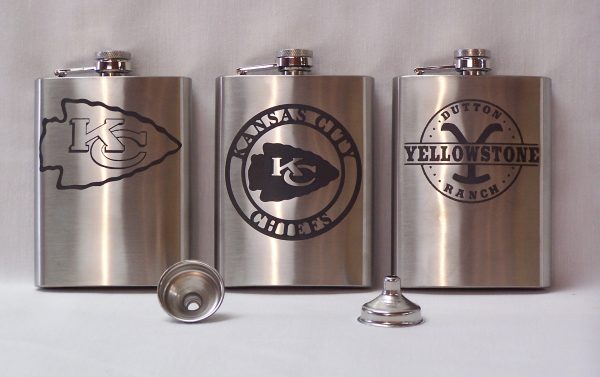 Laser Engraved Stainless Steel Flask with funnel