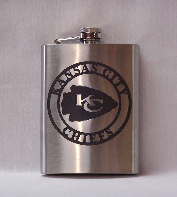 Laser Engraved Stainless Steel Flask with funnel - Image 2