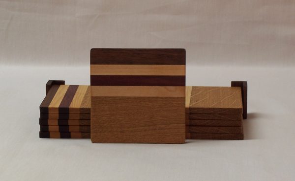 Solid Hardwood Coasters with Stand - Image 2